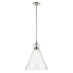 Laria Cone Pendant - Polished Nickel / Clear