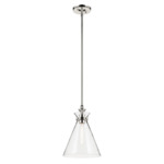 Laria Cone Pendant - Polished Nickel / Clear