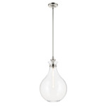 Laria Drop Pendant - Polished Nickel / Clear