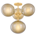 Zaley Semi Flush Ceiling Light - Aged Brass / Light Bronze