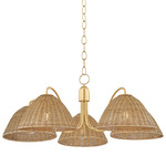 Katniss Chandelier - Aged Brass / Natural