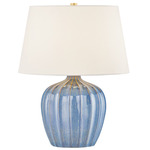 Myla Table Lamp - Blue / White Linen