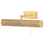 Holly Grasscloth Picture Light - Aged Brass / Grasscloth