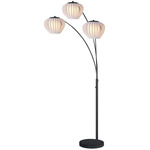 Bloom 3-Light Arc Floor Lamp - Black Nickel / White
