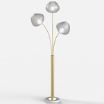 Bloom 3-Light Floor Lamp - Weathered Brass / White