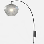 Bloom Arc Plug In Wall Light - Black Nickel / White