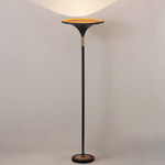 Lodi Torchiere Floor Lamp - Matte Black / Walnut / Gold Leaf