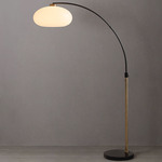 Morelli Floor Lamp - Weathered Brass / Matte Black / White