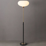 Morelli Torchiere Floor Lamp - Weathered Brass / Matte Black / White
