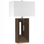 Parallux Table Lamp - Weathered Brass / Espresso Wood / White