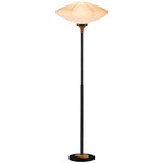 Roswell Torchiere Floor Lamp - Matte Black / White Linen