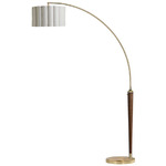 Scalloped Arc Floor Lamp - Weathered Brass / Dark Walnut / White