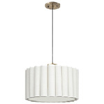 Scalloped Pendant - Weathered Brass / Dark Walnut / White