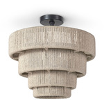 Everly Outdoor Semi Flush Ceiling Light - Charcoal / Natural Abaca