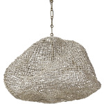 Andorra Wicker Pendant - Antique Brass / White
