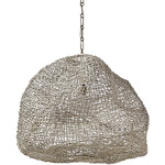 Andorra Wicker Pendant - Antique Brass / White