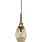 Octavia Pendant - Antique Brass / Amber Ripple