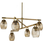 Octavia Chandelier - Antique Brass / Amber Ripple