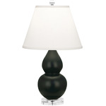 Small Pearl Double Gourd Table Lamp - Matte Obsidian / Lucite / Pearl