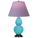 Egg Blue Double Gourd Table Lamp - Egg Blue / Deep Patina Bronze / Lavender / Plum Lining