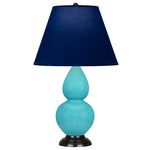 Egg Blue Double Gourd Table Lamp - Egg Blue / Deep Patina Bronze / Navy / Gray Lining