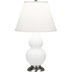 Small Pearl Double Gourd Table Lamp - Matte Daisy / Antique Silver / Pearl