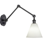 Alloy Swing Arm Wall Light - Deep Patina Bronze / Cased White