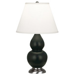 Small Pearl Double Gourd Table Lamp - Matte Obsidian / Antique Silver / Pearl
