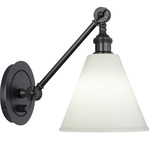 Alloy Swing Arm Wall Light - Deep Patina Bronze / Cased White