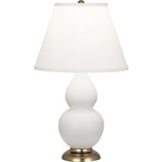 Small Pearl Double Gourd Table Lamp - Matte Daisy / Antique Natural Brass / Pearl