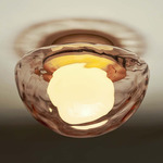 Pearl Semi Flush Ceiling Light - Brass / Peach Water