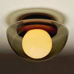 Pearl Semi Flush Ceiling Light - Brass / Fume