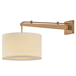Mailo Wall Sconce - Patina Brass / Wood / White Linen
