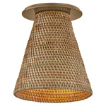 Menifee Semi Flush Ceiling Light - Patina Brass / Natural