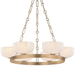 Caelum Chandelier - Patina Brass / Seeded Glass
