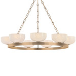 Caelum Chandelier - Patina Brass / Seeded Glass