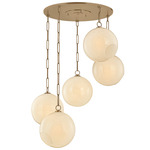 Bramble Chandelier - Patina Brass / Seeded Glass