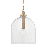 Kori Pendant - Patina Brass / Grass Cloth / Clear