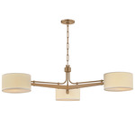 Mailo Chandelier - Patina Brass / Wood / White Linen