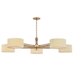 Mailo Chandelier - Patina Brass / Wood / White Linen