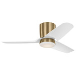 Colgin Hugger Ceiling Fan with Color-Select Light - Satin Brass / Matte White / Matte White
