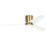 Colgin Hugger Ceiling Fan with Color-Select Light - Satin Brass / Matte White / Matte White
