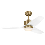Colgin Ceiling Fan with Color-Select Light - Satin Brass / Matte White / Matte White