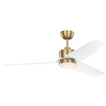 Colgin Ceiling Fan with Color-Select Light - Satin Brass / Matte White / Matte White