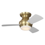 Ikon Hugger Ceiling Fan with Color Select Light - Burnished Brass / Matte White / Matte White