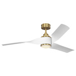 Touro Smart Ceiling Fan - Burnished Brass / Matte White / Matte White