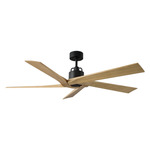 Aspen 56 Inch Ceiling Fan - Midnight Black / Natural Honey / Natural Honey
