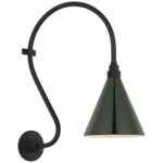 Academy Outdoor Larrabee Savannah Conical Wall Light - Matte Black / Green