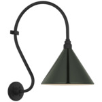 Academy Outdoor Larrabee Savannah Conical Wall Light - Matte Black / Green
