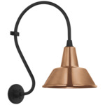Academy Outdoor Larrabee Bowers Shade Wall Light - Matte Black / Soft Copper